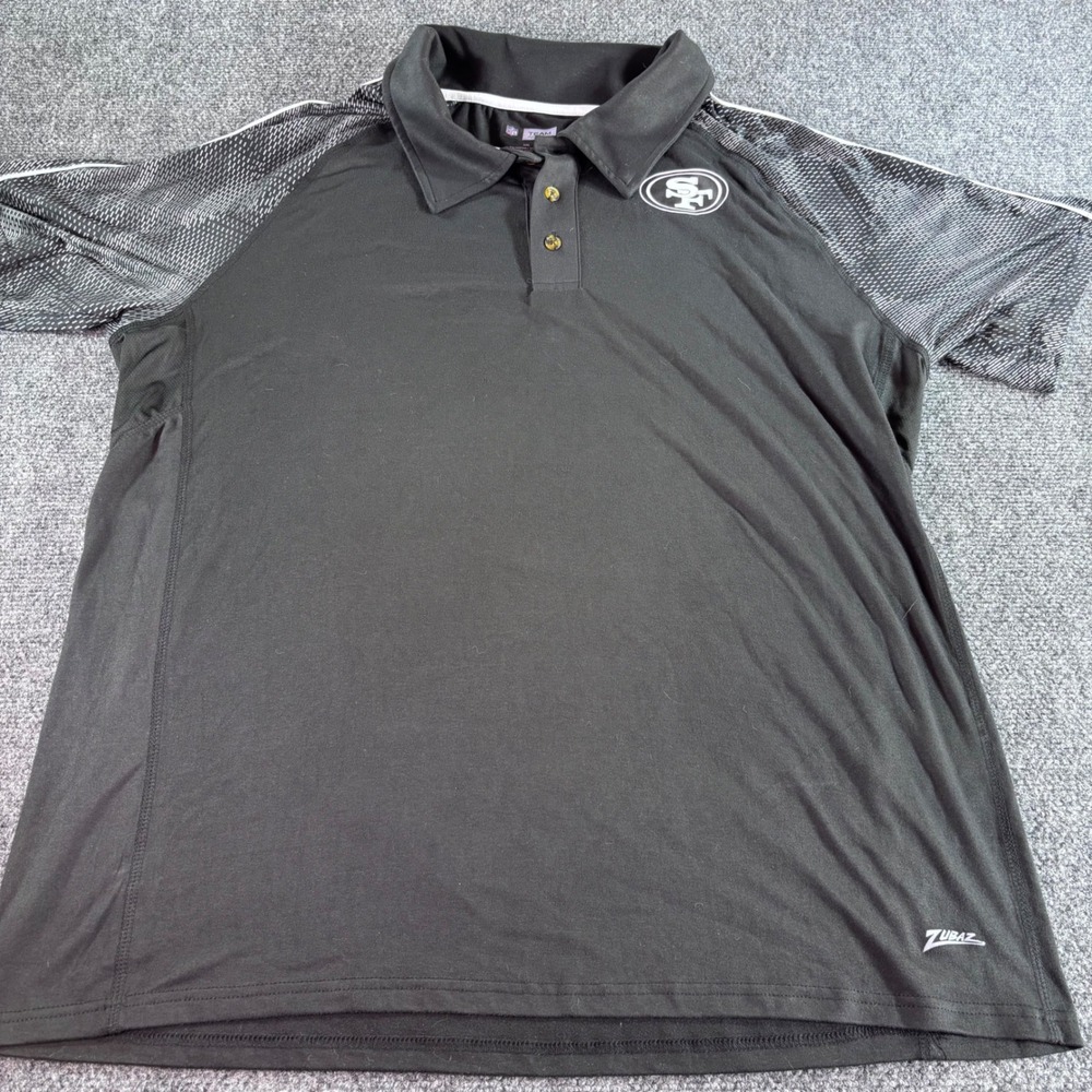 Zubaz‎ San Francisco 49ers Polo Mens XXL Black Graphic Sleeve NFL Team Apparel
